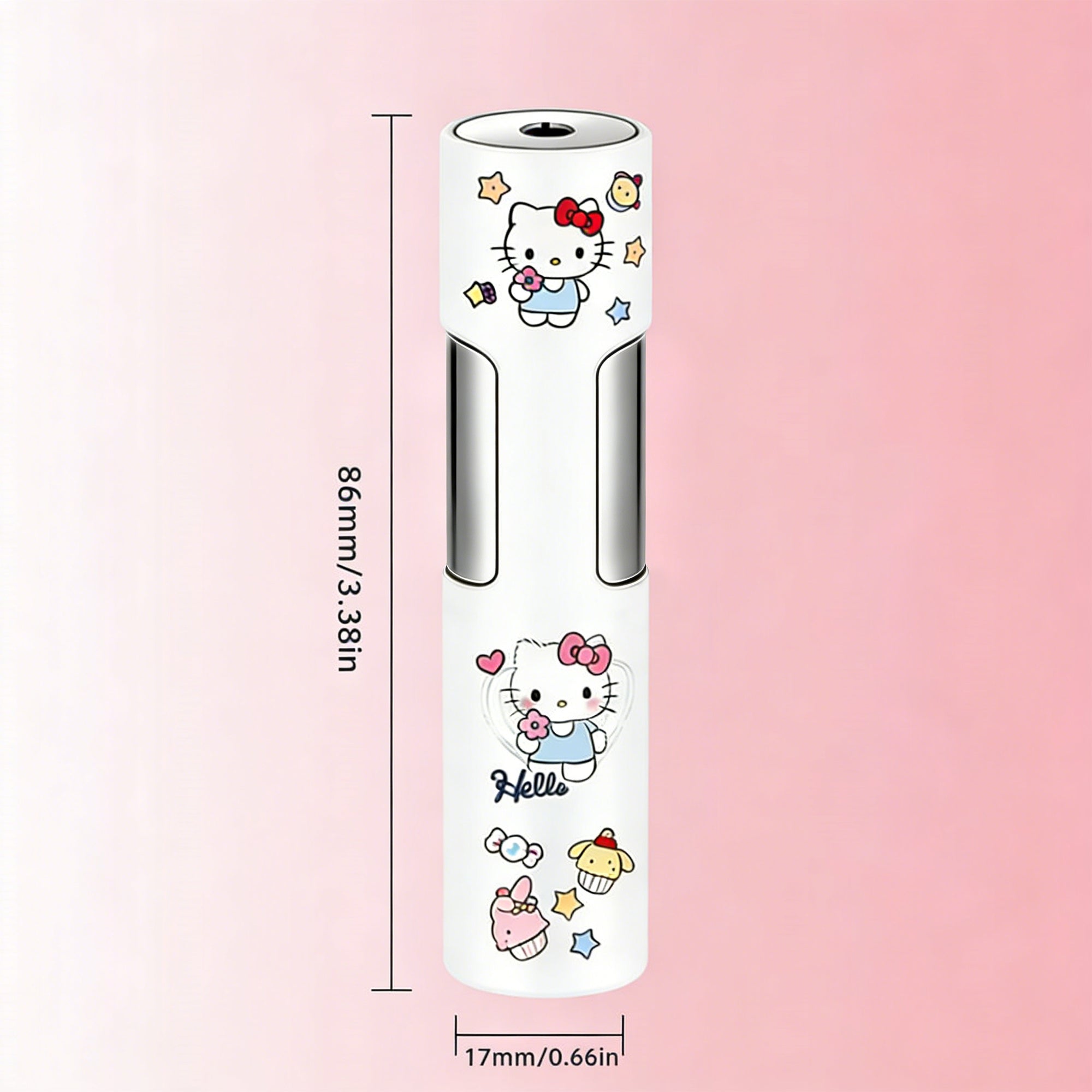 2pcs Sanrio Kuromi And Hello Kitty Cylindrical Lighter, Windproof Refillable Pink Flame Lighter, Cute Cartoon Mini Push Ignition Lighter, Portable Gift for Women And Girls (Butane Gas Not Included)