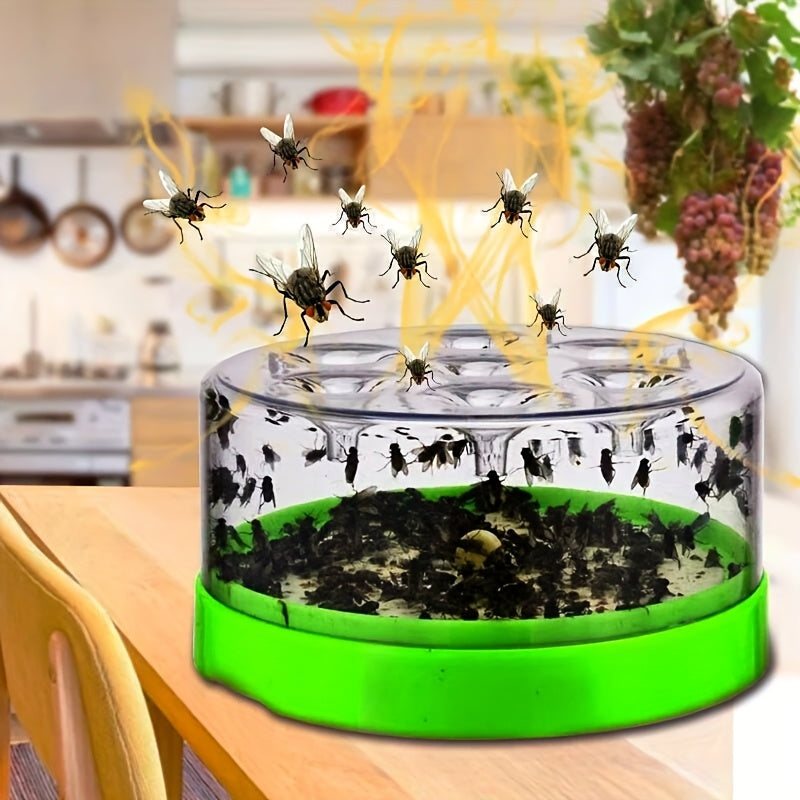 Non-Toxic Reusable Flying Insect Trap Cage with 7 Trapping Holes, Transparent Top And Green Base - No Electricity Or Battery Needed - Safe And Effective for Home And Garden Pest Control - Traps Wasps, Flies, Insects - Durable Plastic