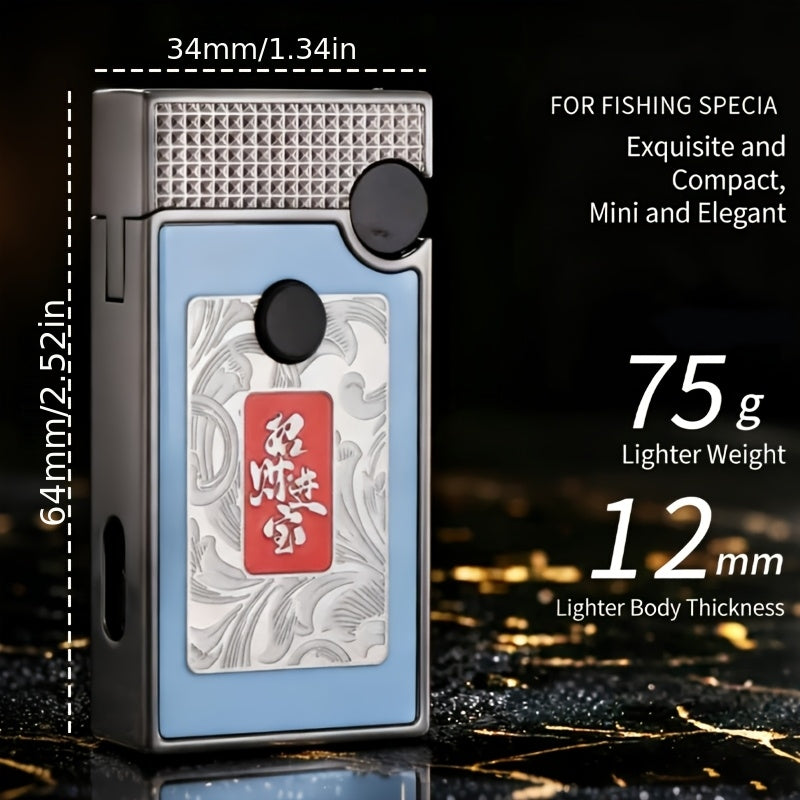 Dual-flame Lighter, Wheel Ignition, Press-to-use Jet Flame, Transparent Gas Tank, Gift Box Packaging, Available In Multiple Colors. Ideal As A Gift for Fathers And Boyfriends (without Gas Included)