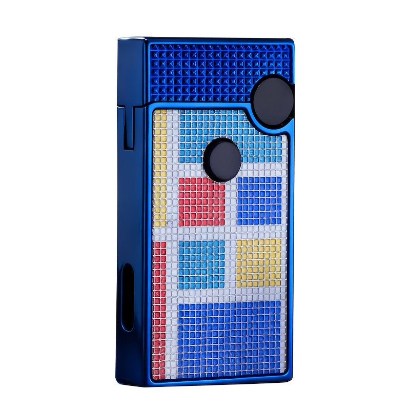 Dual-flame Lighter, Wheel Ignition, Press-to-use Jet Flame, Transparent Gas Tank, Gift Box Packaging, Available In Multiple Colors. Ideal As A Gift for Fathers And Boyfriends (without Gas Included)