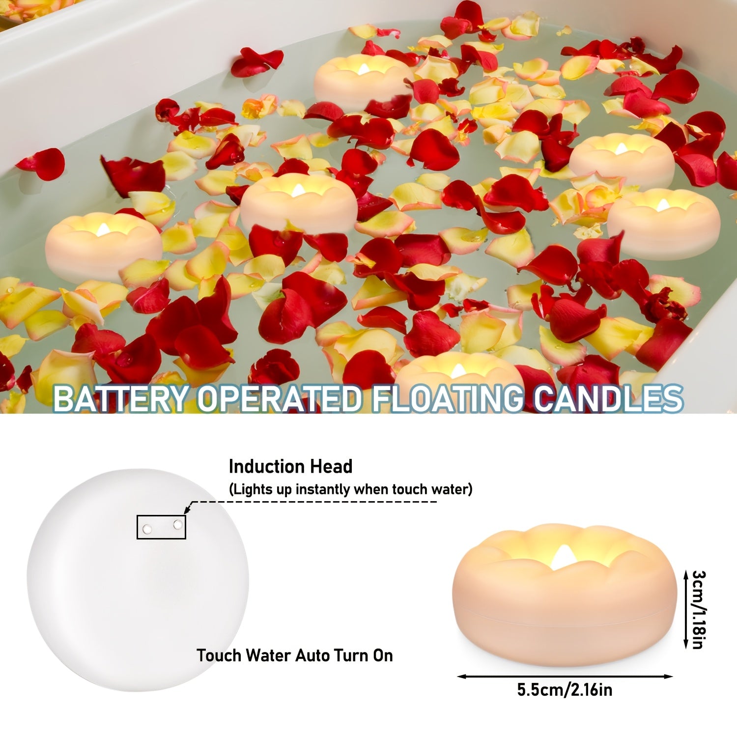 24 3-Inch Swirling Floating Candles, with Their Dynamic Curves Outlining A Romantic Ambiance, Gentle Light Rippling Softly, Suitable for Scenarios Such As Swimming Pools And Dining Tables