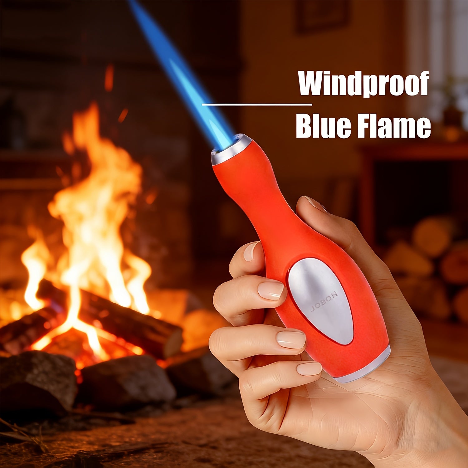 Exquisite Zinc Alloy Torch Lighter, Creative Bowling Style Windproof Refillable Jet Blue Flame Lighter, One-Button Adjustable Flame Function, Great Mens Present for Father's Day Christmas Birthday, for Candles Barbecue Camping (Butane Not Included)