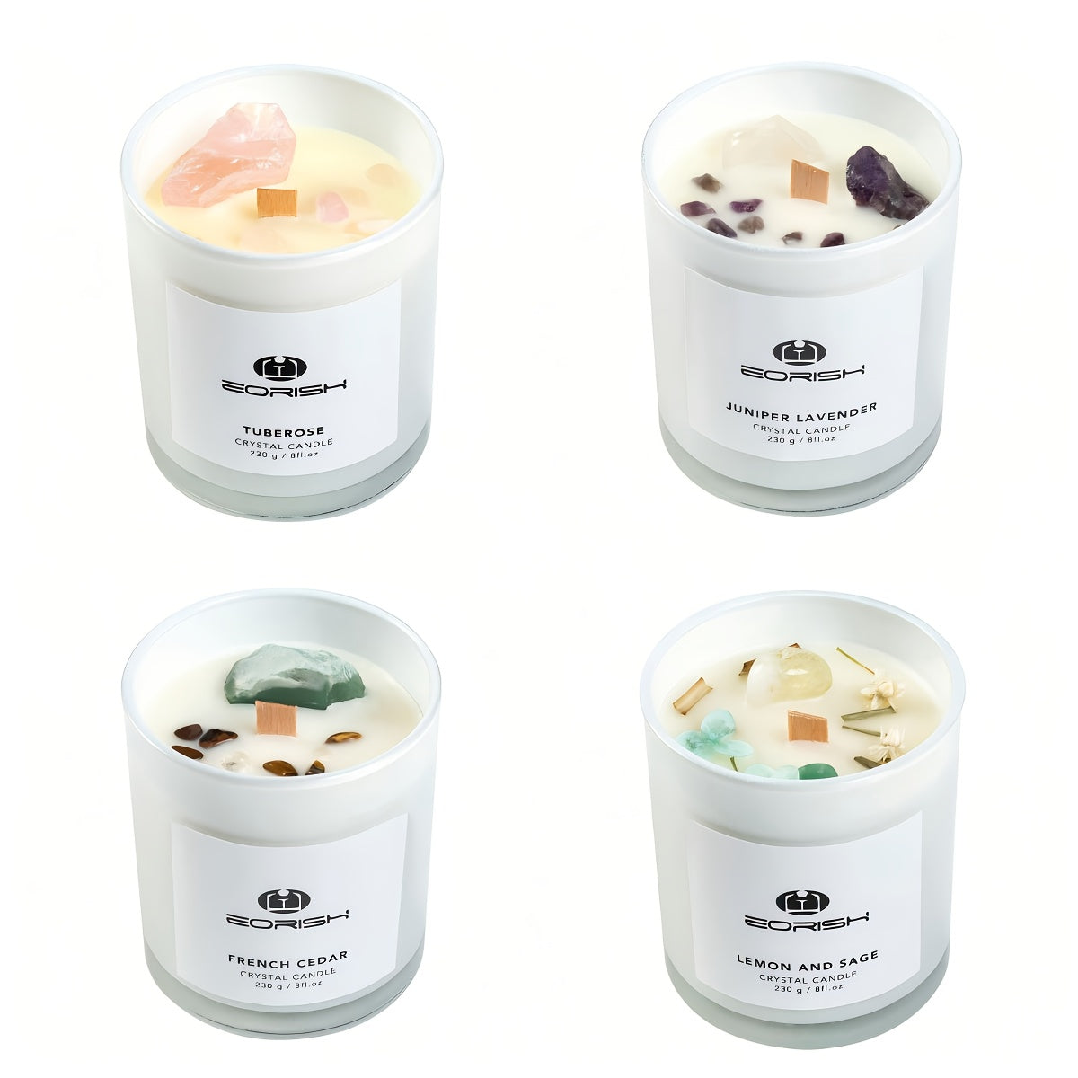 Soy Scented Candles with Crystal | Home Relaxation Scented Candles, Soul Gifts for Women\u002F Mothers\u002F Friends | Lavender, Tuberose, Cedar, Lemon & Sage Fragrances