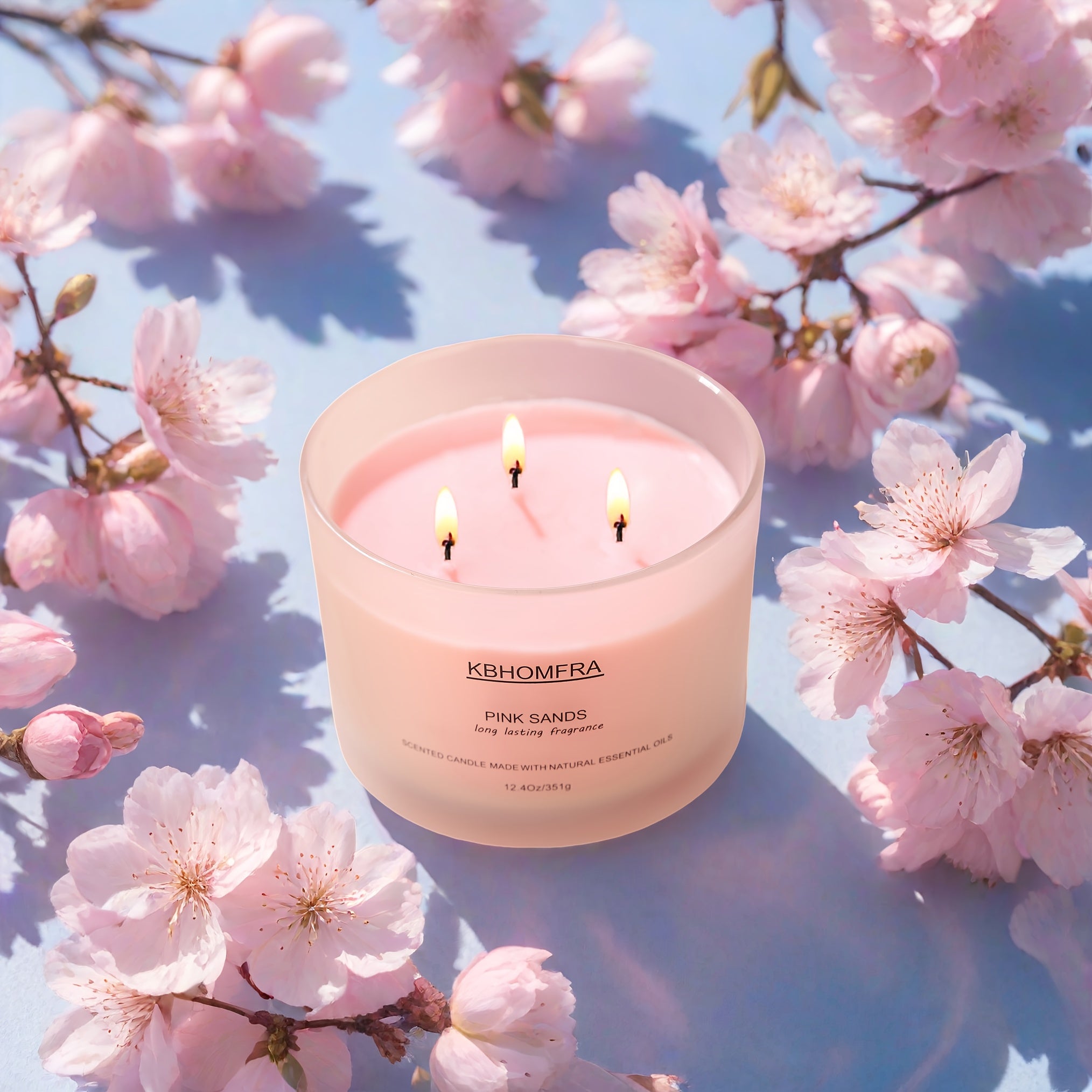 2Pack KBHOMFRA Scented Candle for Home, Coconut Jasmine Lavender Essential Oils Fragrant, Soy Wax 12.4Oz Large Capacity, 3-Wick 70 Hours Burn, for Festival Luxury Gift, Sleep Relaxation Ambience