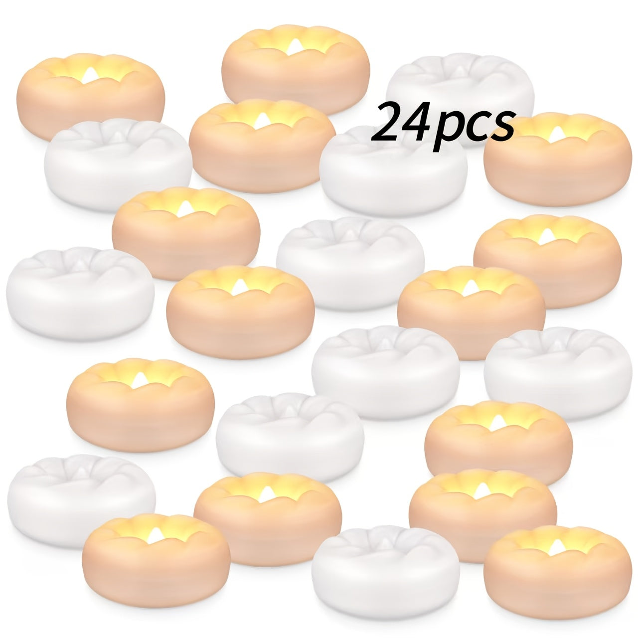 24 3-Inch Swirling Floating Candles, with Their Dynamic Curves Outlining A Romantic Ambiance, Gentle Light Rippling Softly, Suitable for Scenarios Such As Swimming Pools And Dining Tables