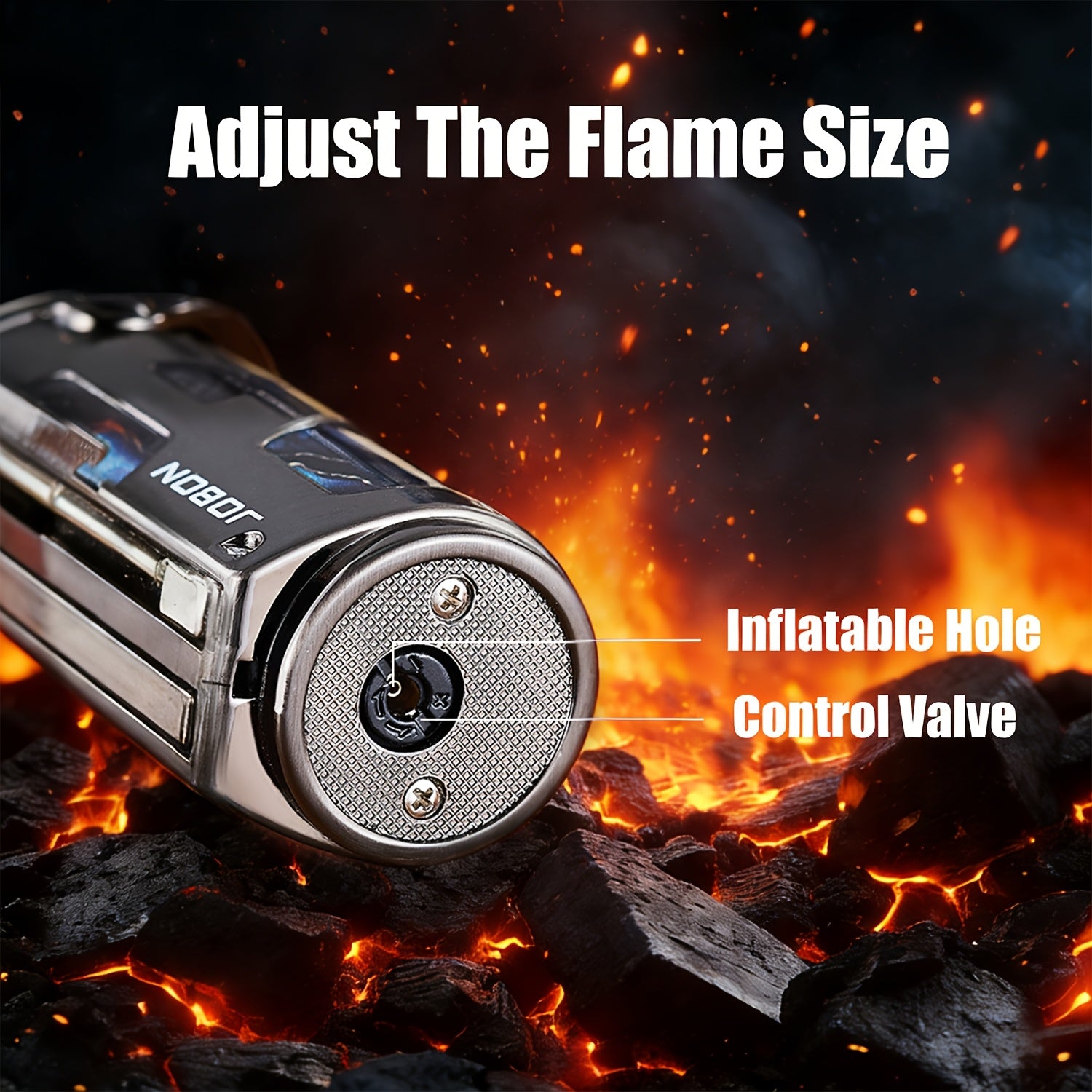 3-in-1 Zinc Alloy Windproof Refillable Butane Jet Torch Lighter, Advanced Technology Lines Design Protective Lid, Powerful Blue Flame, Built-in Punch And Draw Enhancer for Camping, BBQ And Candle for Father's Day And Birthday(Butane Not Included)