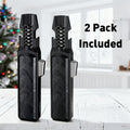 2 PackZinc Alloy Windproof Refillable Butane Jet Adjustable Blue Flame Lighter, Polished 2-in-1 Design with Opener And Safety Lock for Home Candles, Kitchen, Camping BBQ, Thoughtful Present for Men On Father's Day(No Butane Fuel Included)