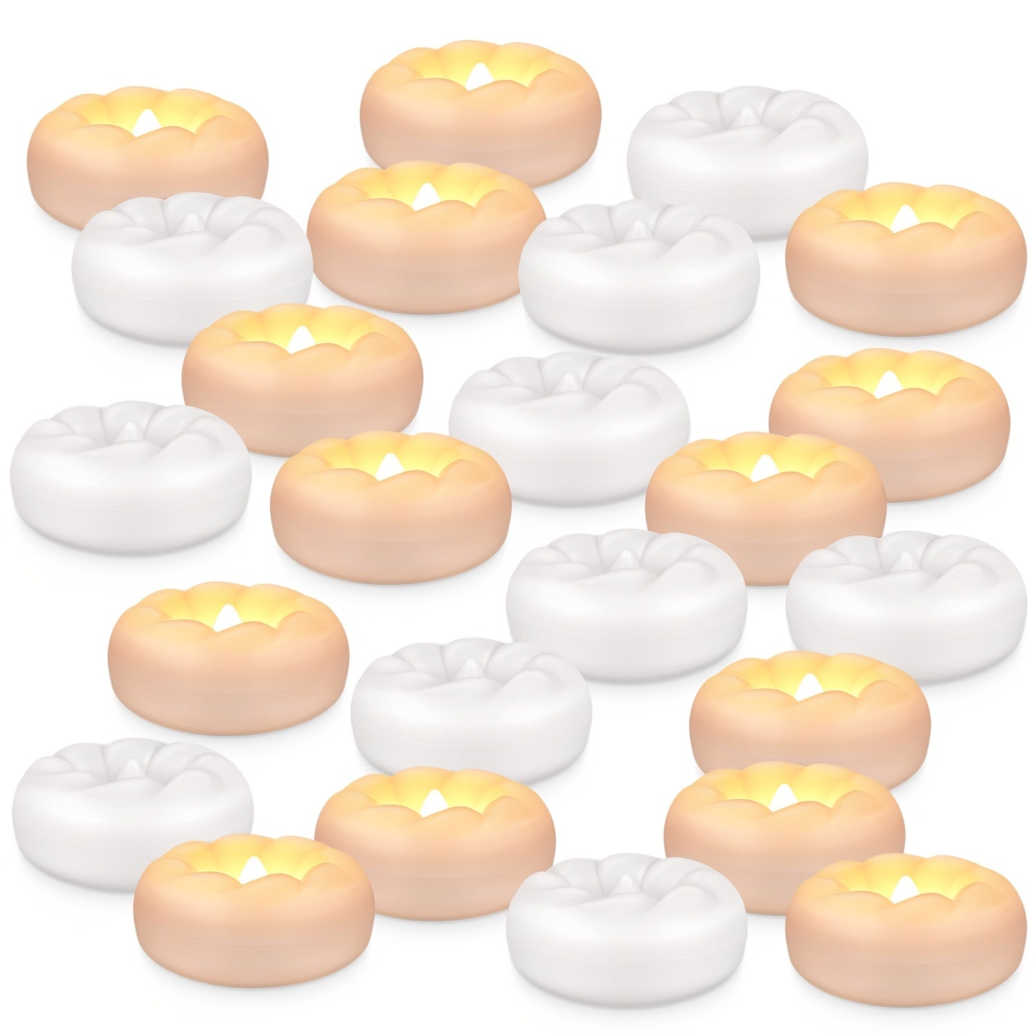 24 3-Inch Swirling Floating Candles, with Their Dynamic Curves Outlining A Romantic Ambiance, Gentle Light Rippling Softly, Suitable for Scenarios Such As Swimming Pools And Dining Tables