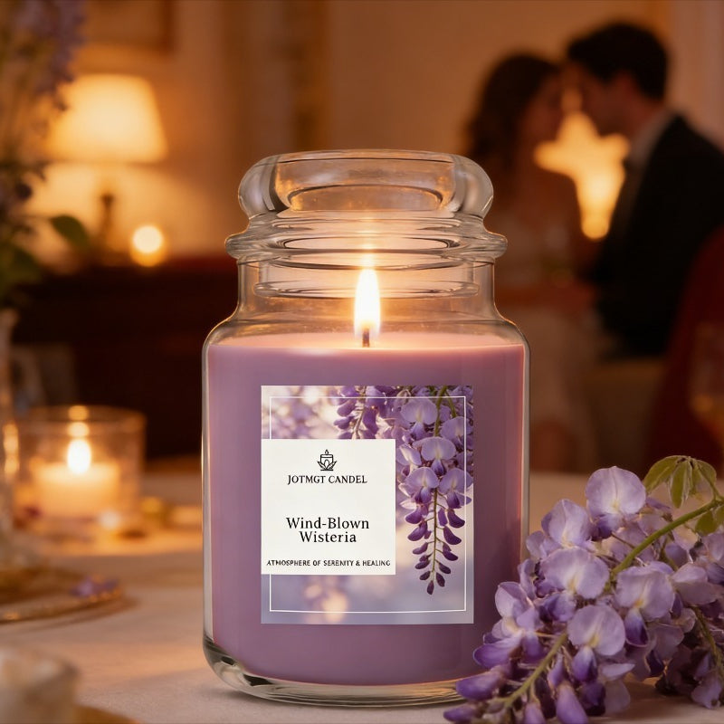 10.58 Ounces of Soy Wax Candle with Wisteria Scent, Perfect for Holiday And Home Decor, Handcrafted Soy Wax, Helps to Relax, Stress, And Create a Romantic Atmosphere, Ideal Gift for Mothers