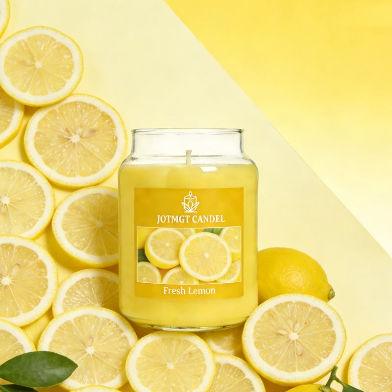 10.29 Ounce Lemon Fragrance Candle Set, Soy Wax Scented Candle, Long-lasting Burn, Delivers Fresh And Sweet Fragrance, Deodorizes Pets, Refreshes Mind And Spirit, Ideal Gift, Air Freshener