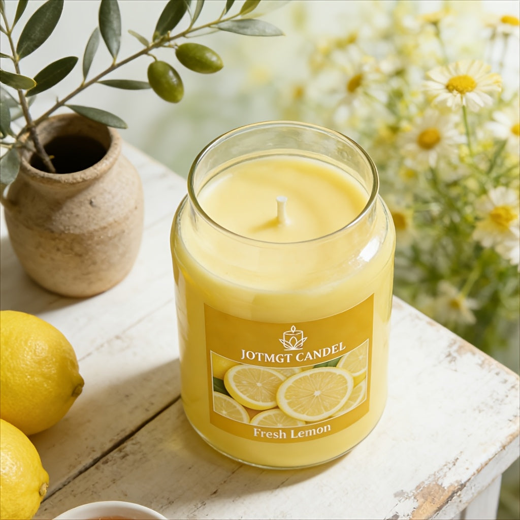 10.29 Ounce Lemon Fragrance Candle Set, Soy Wax Scented Candle, Long-lasting Burn, Delivers Fresh And Sweet Fragrance, Deodorizes Pets, Refreshes Mind And Spirit, Ideal Gift, Air Freshener