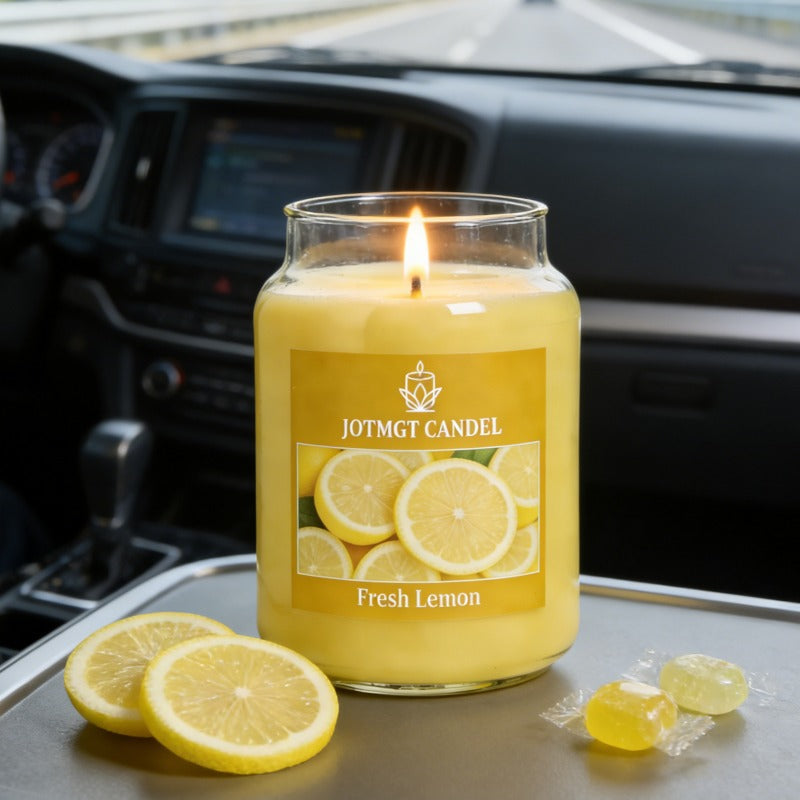 10.29 Ounce Lemon Fragrance Candle Set, Soy Wax Scented Candle, Long-lasting Burn, Delivers Fresh And Sweet Fragrance, Deodorizes Pets, Refreshes Mind And Spirit, Ideal Gift, Air Freshener