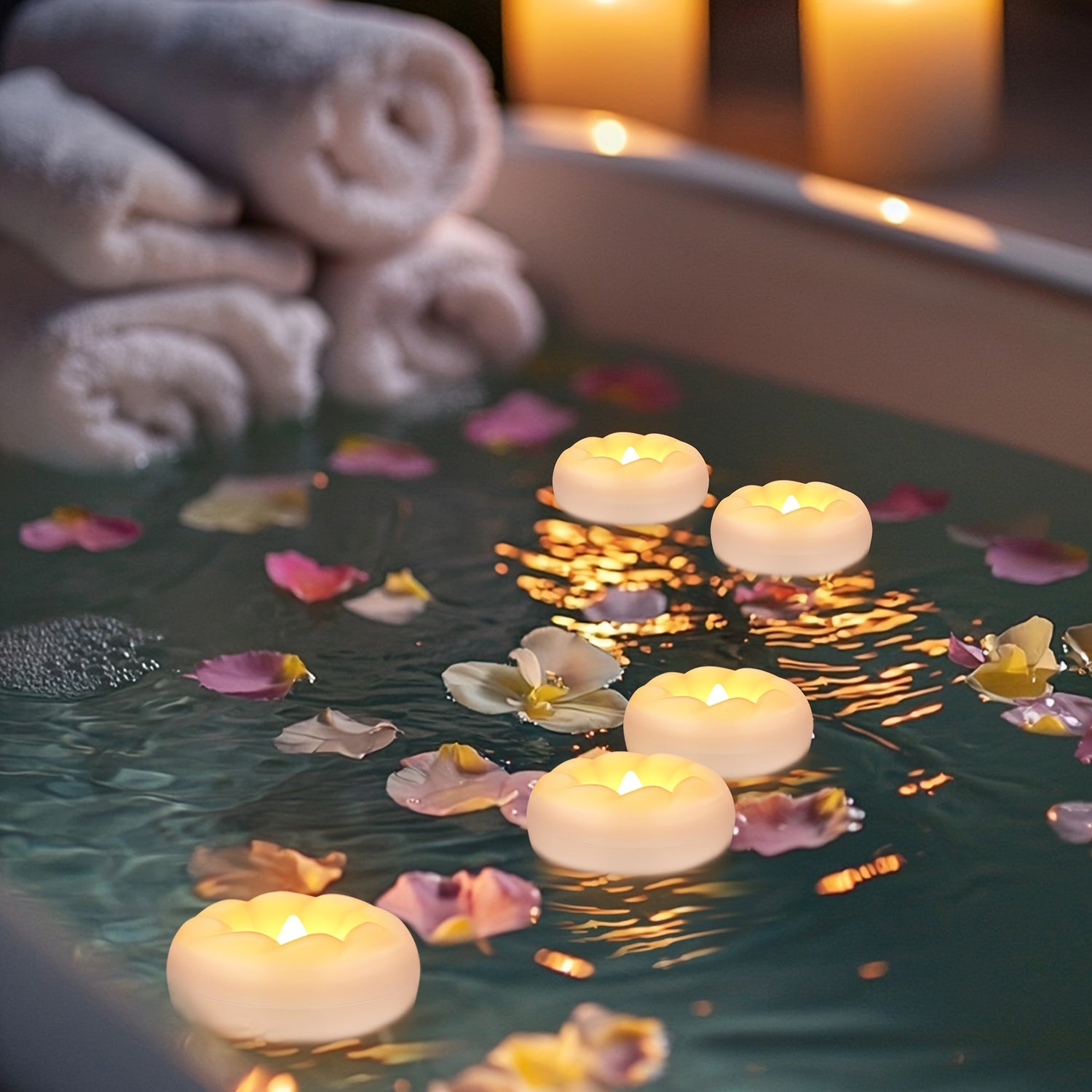 24 3-Inch Swirling Floating Candles, with Their Dynamic Curves Outlining A Romantic Ambiance, Gentle Light Rippling Softly, Suitable for Scenarios Such As Swimming Pools And Dining Tables