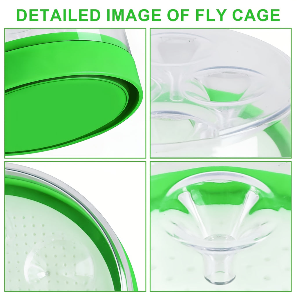 Non-Toxic Reusable Flying Insect Trap Cage with 7 Trapping Holes, Transparent Top And Green Base - No Electricity Or Battery Needed - Safe And Effective for Home And Garden Pest Control - Traps Wasps, Flies, Insects - Durable Plastic