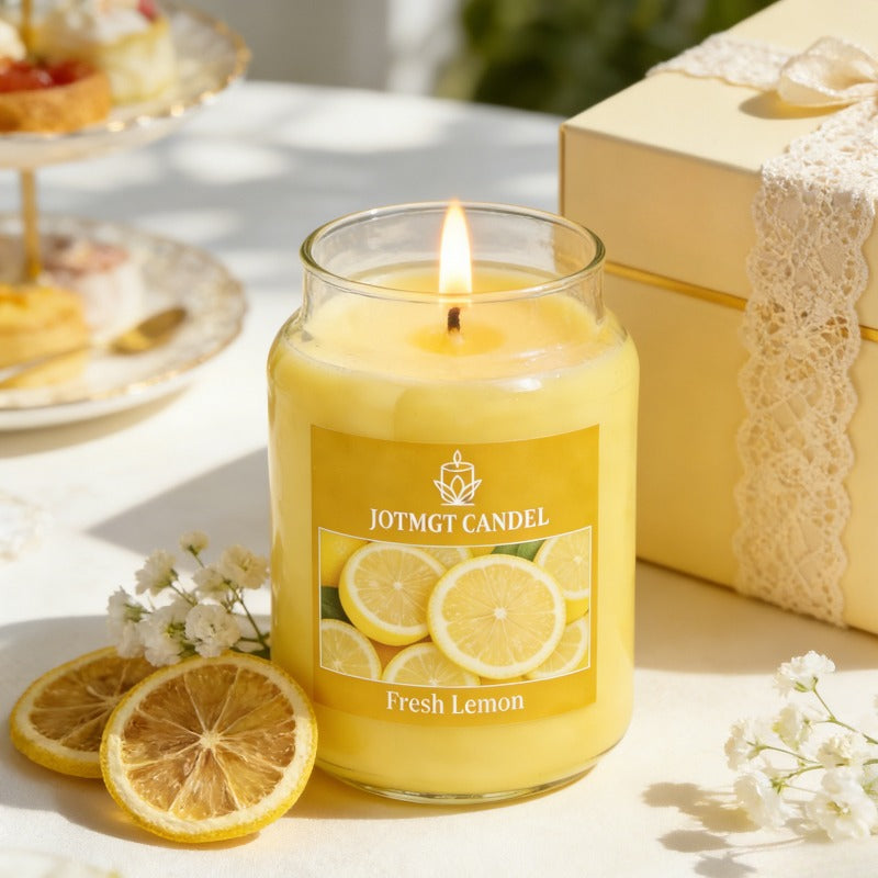 10.29 Ounce Lemon Fragrance Candle Set, Soy Wax Scented Candle, Long-lasting Burn, Delivers Fresh And Sweet Fragrance, Deodorizes Pets, Refreshes Mind And Spirit, Ideal Gift, Air Freshener