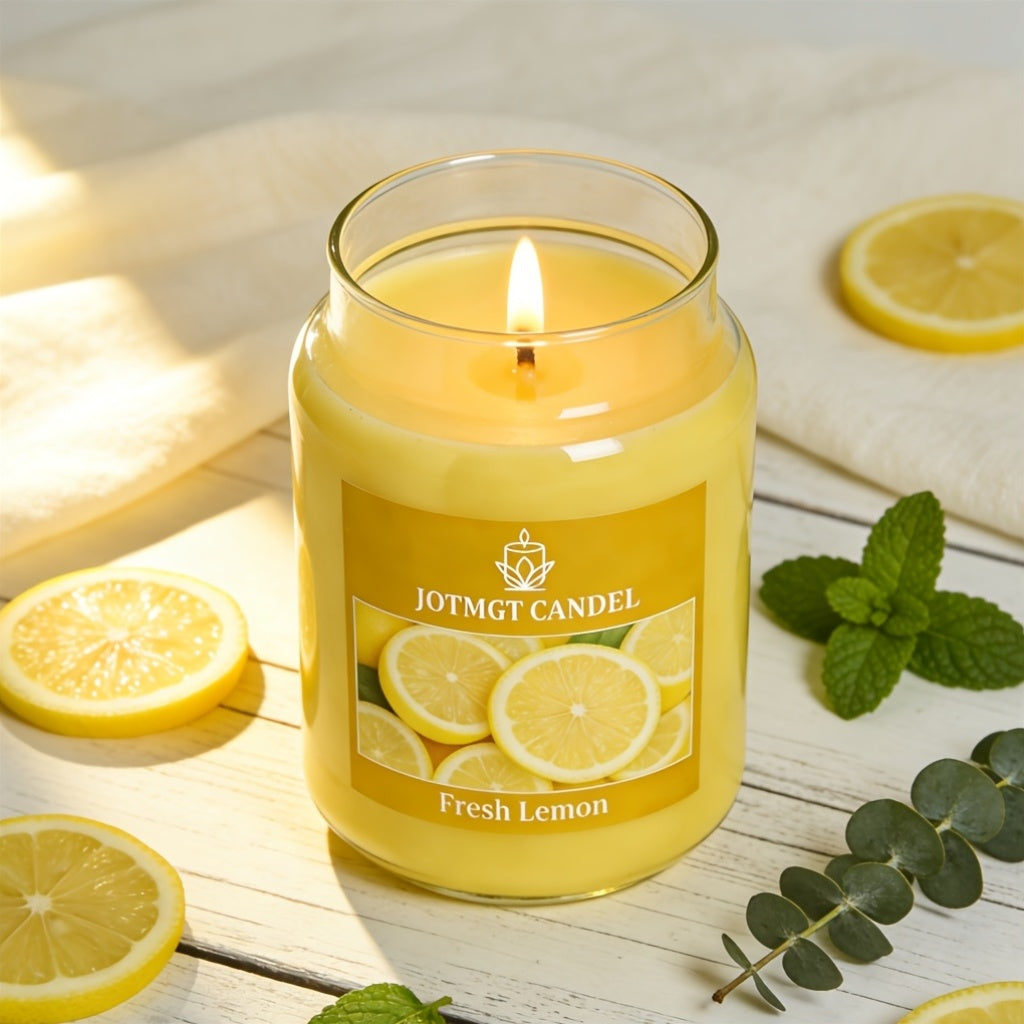 10.29 Ounce Lemon Fragrance Candle Set, Soy Wax Scented Candle, Long-lasting Burn, Delivers Fresh And Sweet Fragrance, Deodorizes Pets, Refreshes Mind And Spirit, Ideal Gift, Air Freshener