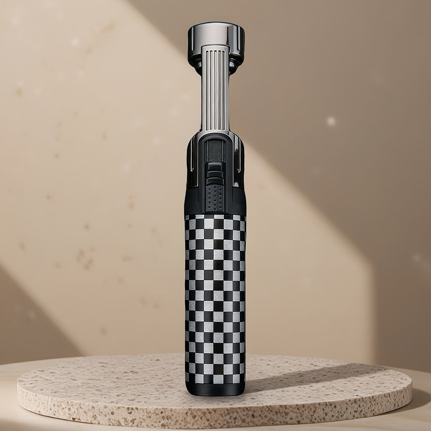 Large Tube Zinc Alloy Windproof Refillable Butane Jet Torch Lighter with Colorful Pattern, Powerful Polished End Adjustable Blue Flame for Candles, Camping And Barbecue, Ideal Present for Father'S Day, Birthday And Holiday (No Butane Included)